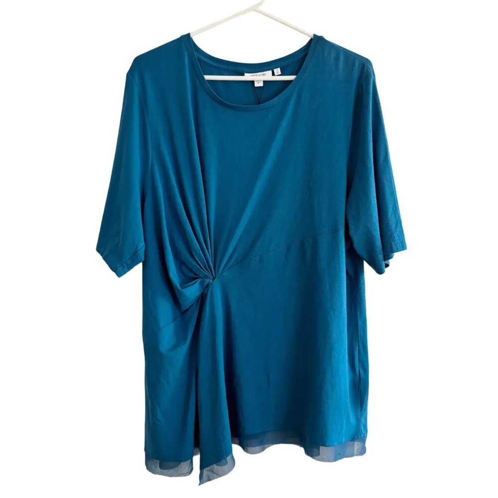 NWT CHICO'S Touch Of Cool Draped Tunic in Scandi Blue  Pima Cotton  SZ XL
